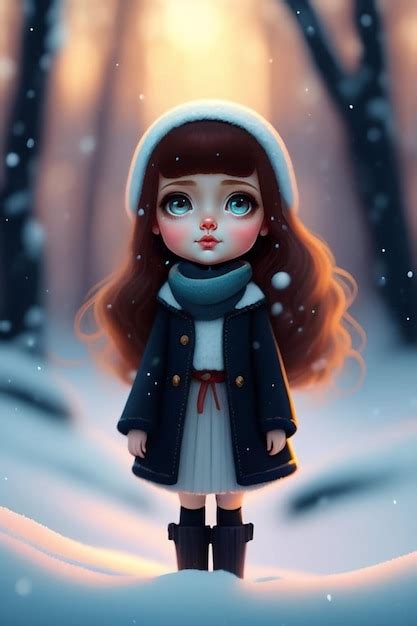 Premium AI Image | A girl in a winter wonderland