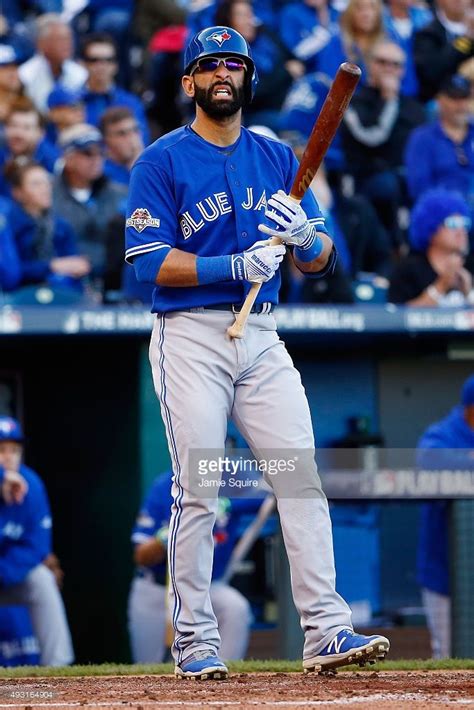 Jose Bautista of the Toronto Blue Jays reacts in the sixth inning... | Toronto blue jays, Blue ...