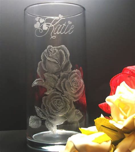 Personalized glass rose vase hand engraved by GlassGoddessNgraving, $36.00 | Laser engraved ...