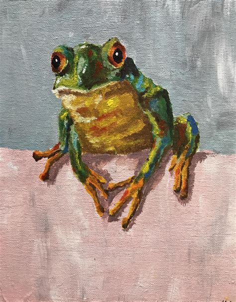 Colorful Frog Acrylic 8x10in Art Painting Acrylic, Animal Paintings, Frogs, Craft Projects ...