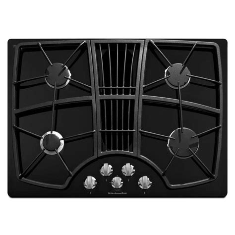 KitchenAid Architect Series II 30 in. Gas-on-Glass Gas Cooktop in Black with 4 Burners including ...