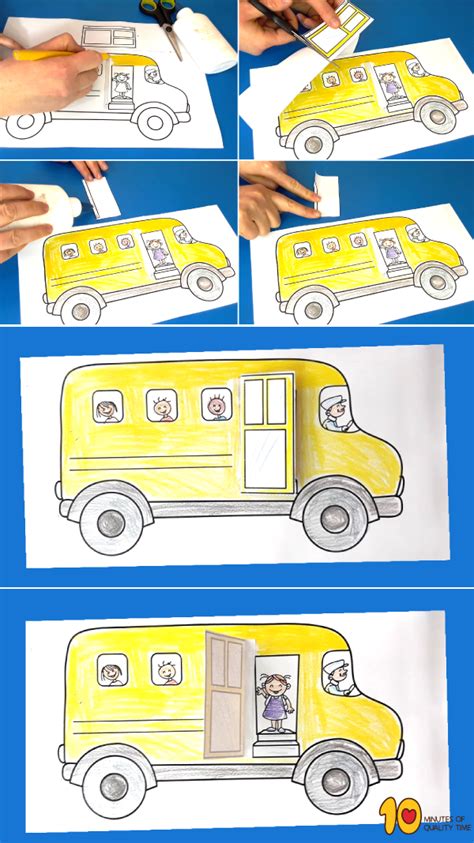 School Bus Opening Door – Paper Craft – 10 Minutes of Quality Time