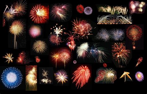 Collage of different firework types. | Fireworks, Big fireworks, Wall of light