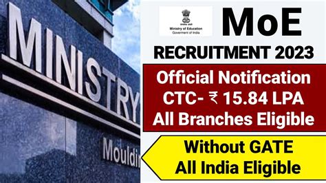 Ministry of Education Recruitment 2023 | All Branch | CTC ₹ 15.84 Lakhs ...