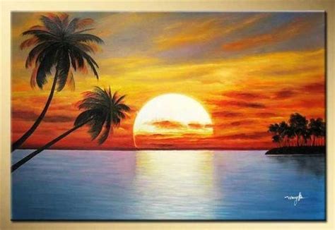 Easy Landscape Paintings Ideas for Beginners, Beach Painting, Seashore Painting Ideas, Sunset ...