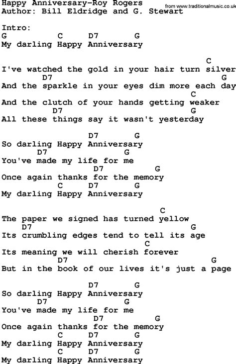 Country Music:Happy Anniversary-Roy Rogers Lyrics and Chords | Music happy, Lyrics and chords ...