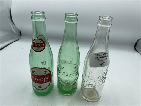 Lot - 3 Vintage DR Pepper Bottles