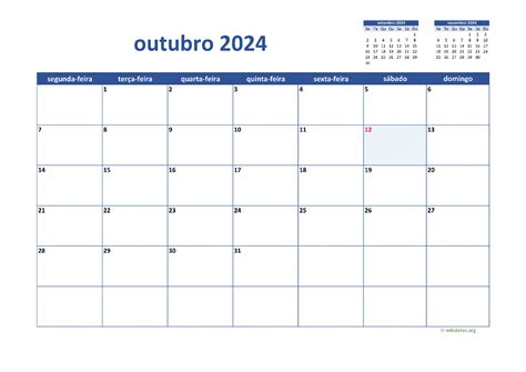 Calendário Outubro 2024 | WikiDates.org