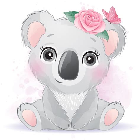 Cute Koala Clipart With Watercolor Illustration - Etsy