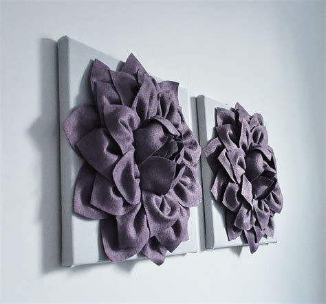 Flower Custom Color Wall Decor, Wall Decor Set , Plum Purple Wall Decor ...