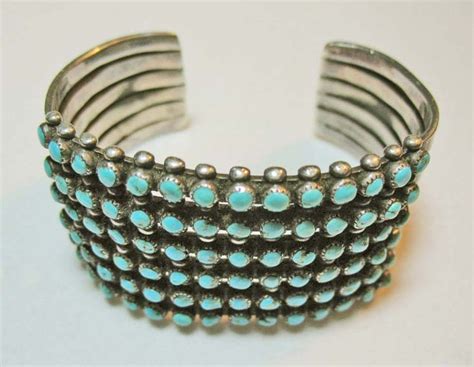 1940's Zuni Sterling Silver, Turquoise Cuff Bracelet, Vintage, from tapestrycollectibles on Ruby ...