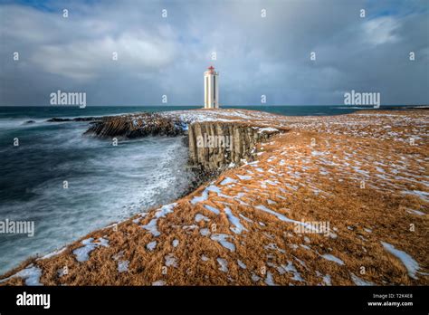 Kalfshamarsvik lighthouse snow hi-res stock photography and images - Alamy