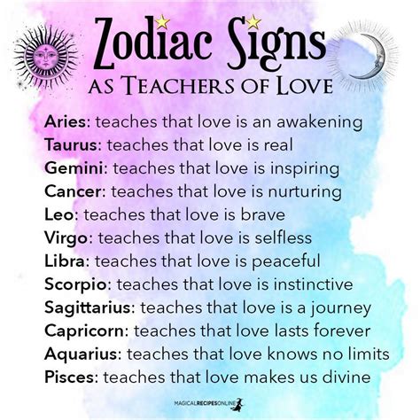 What Each Zodiac Sign Teaches Us About Love | Zodiac signs dates ...