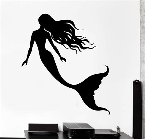 Wall Vinyl Decal Mermaid Romantic Bathroom Sea Ocean Home Decor Unique ...