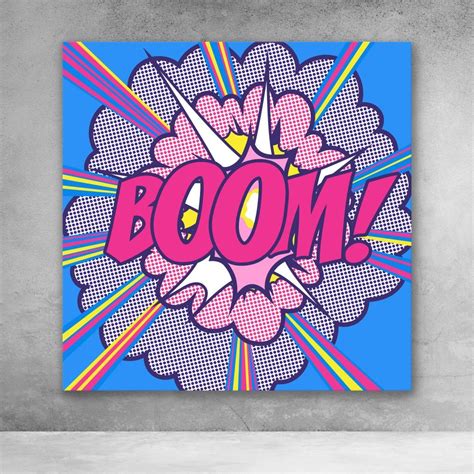 Comic Boom Sound Pop Art Modern Cartoon Wall Art | Pop art drawing, Mini canvas art, Modern wall ...