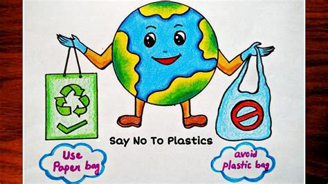 Say No To Plastic Drawing|Stop Plastic Bags Pollution Poster Making ...