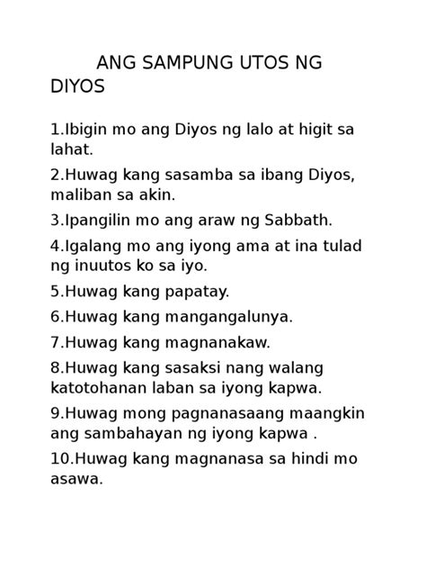 Ang Sampung Utos NG Diyos | PDF