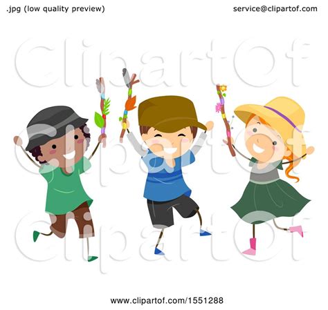 Clipart of a Group of Children with Journey Sticks - Royalty Free Vector Illustration by BNP ...