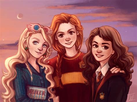 Luna Lovegood, Ginny Weasley and Hermione Granger by wiebkeart : r/harrypotter