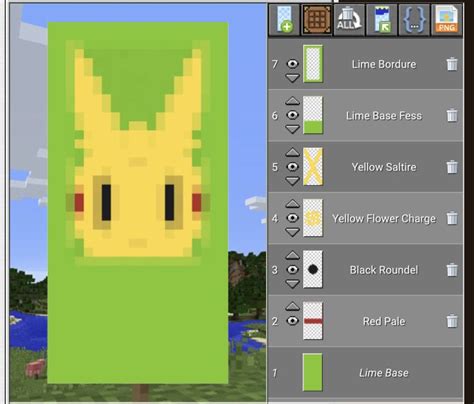 Pikachu Banner | Minecraft banner designs, Minecraft banners, Minecraft banner patterns