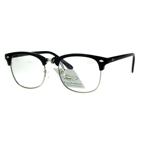 Mens Classic Horned Half Rim Hipster Nerdy Retro Eye Glasses | eBay