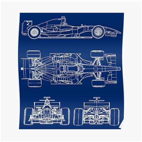 "Racing car blueprint project blue" Poster by ideasfinder | Redbubble