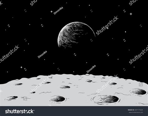 View Earth Surface Moonhand Drawn Vector Stock Vector (Royalty Free) 597177224 | Shutterstock