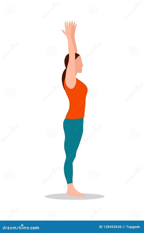 Arms Up Pose of Yoga Standing Vector Illustration Stock Vector - Illustration of background ...