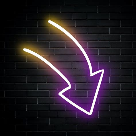 Neon purple curved arrow sign on brick wall | free image by rawpixel ...