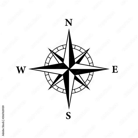 8 Point compass icon. Clipart image isolated on white background Stock ...