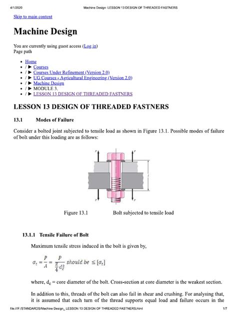 Design of Threaded Fastners | PDF