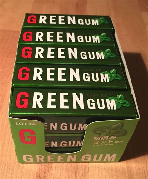 Lotte, Chewing Gum, "Green Gum" 9 gum sticks x 15