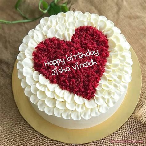 Romantic Heart-Shaped Birthday Cake with Name