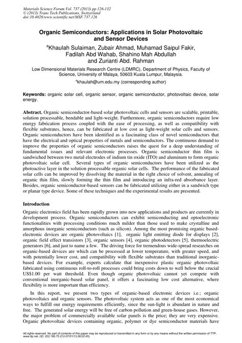 (PDF) Organic Semiconductors: Applications in Solar Photovoltaic and ...