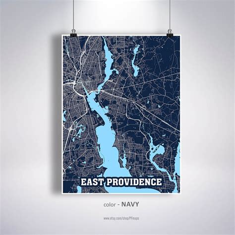 East Providence Map Print East Providence City Map Rhode | Etsy