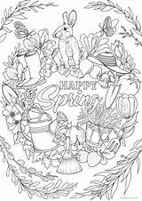 Happy Spring Printable Adult Coloring Page From Favoreads  Etsy sketch template