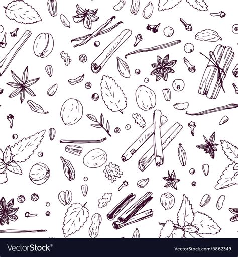 Seamless pattern with spices Royalty Free Vector Image