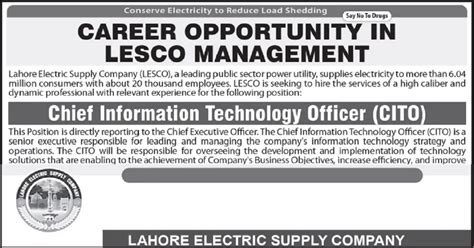 Lahore Electric Supply Co LESCO Jobs CITO