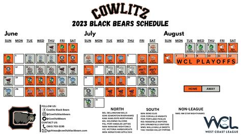 2023 Schedule Released! – Cowlitz Black Bears