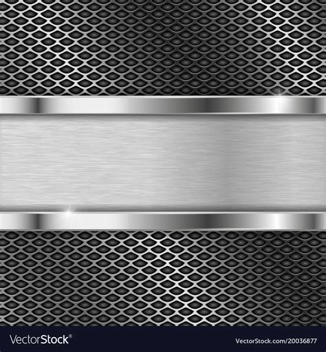 Stainless steel plate on perforated background Vector Image