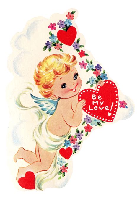 Free Vintage Image - Cupid with Heart - The Graphics Fairy