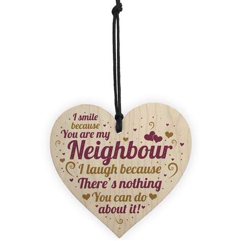 Best Neighbour Funny Gifts Wood Heart Birthday Christmas Gift