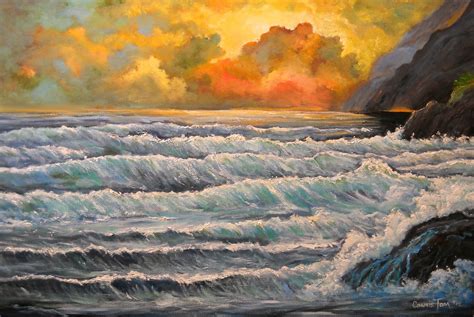 A Painting for You: "California Sunset Seascape" 20"hx30"w by Connie Tom Hudson River School ...