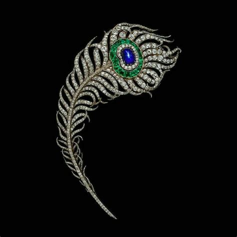 Boucheron: Sapphire, Emerald & Diamond Peacock Feather Brooch (circa 1880) | Jewelry art ...