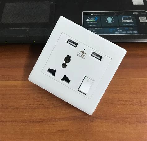 2018 New Dual 2 USB Wall Socket UK AU Plug with Switch Power Supply Plate 2100mA USB Wall ...