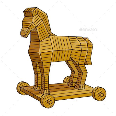 Trojan Horse Pop Art Vector Illustration | Retro vector illustration ...