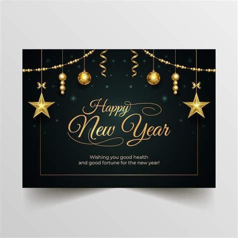 Free Vector | Realistic new year greeting card template