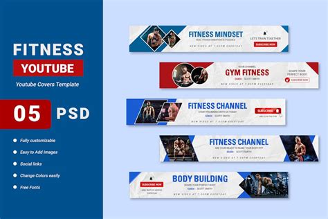 Fitness Channel Youtube Banner Template, Graphic Templates - Envato ...