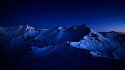 2560x1440 Resolution Dark Blue Sky Above Snow Covered Mountain 1440P Resolution Wallpaper ...