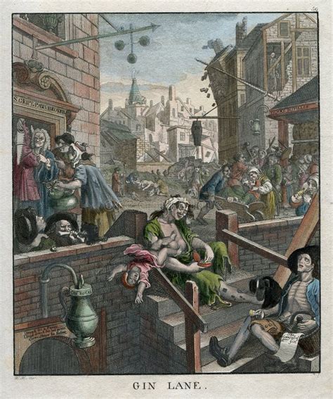 City Alcohol Gin Royal - Gin Lane by William Hogarth 1751 Editorial ...